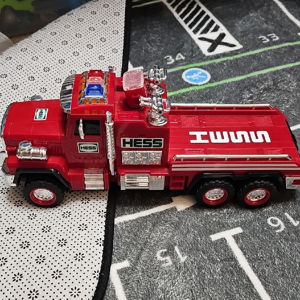 Red and Silver Fire Truck Toy with Chrome Accents